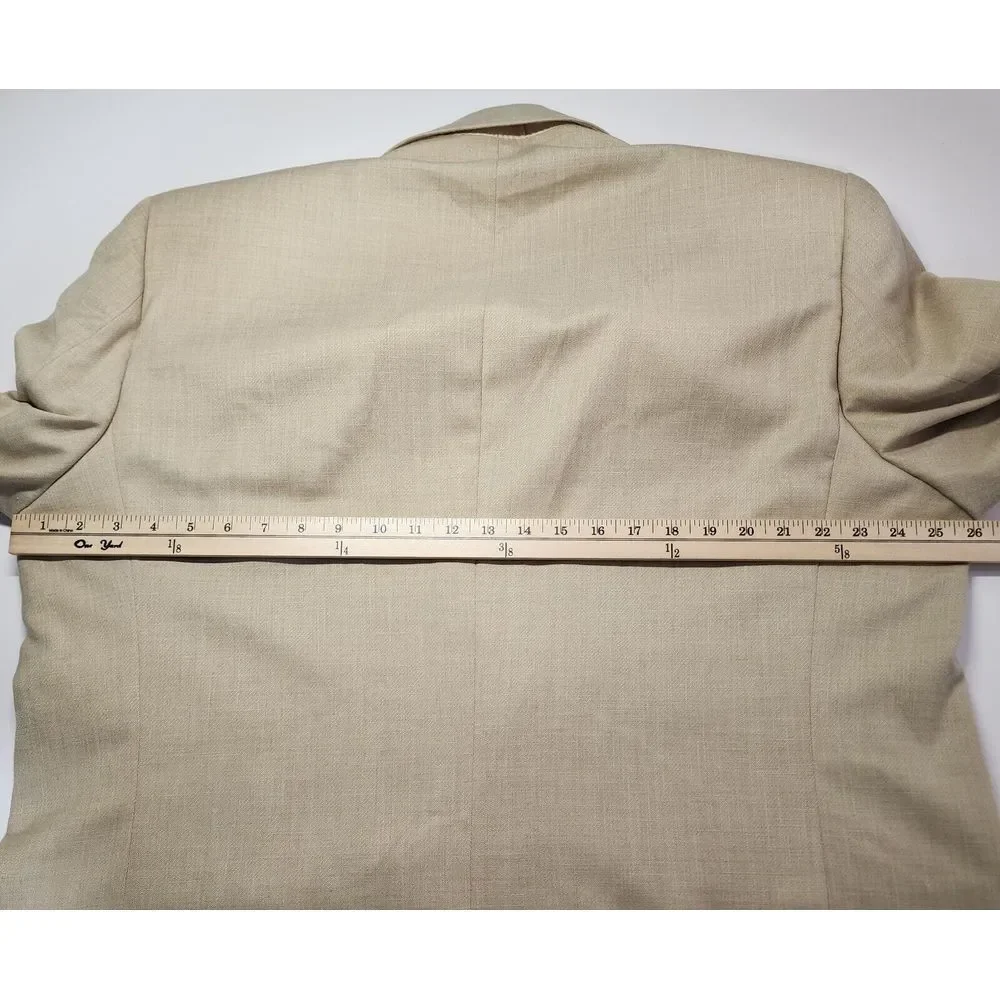Alan Flusser Mens‎ Size 48L Beige/Tan Polyester/Viscose Blazer